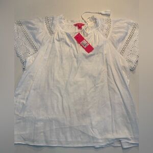 Lilly Pulitzer White Lace Sleeve Women's Top